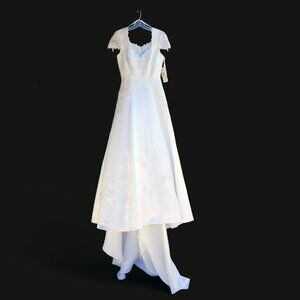 NWT David's Bridal Oleg Cassini Beaded Lace Wedding Dress Size 8